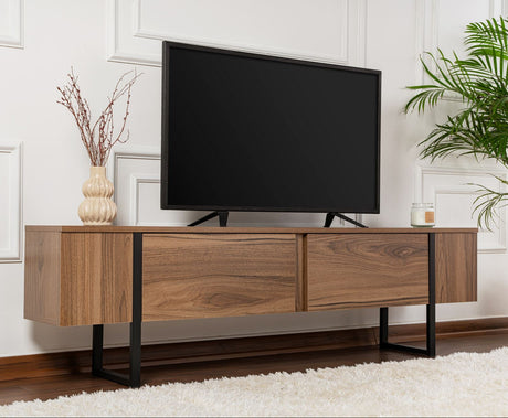 TV Furniture - TV Furniture Serenity Walnut Black 180x29.5x50 cm Walnut Black Melamine - Dimehouse