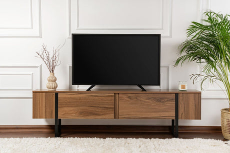 TV Furniture - TV Furniture Serenity Walnut Black 180x29.5x50 cm Walnut Black Melamine - Dimehouse