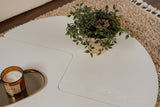 Coffee tables - Round Coffee Table Moari Wood Look White Melamine 90 cm - Dimehouse