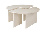 Coffee tables - Round Coffee Table Moari Wood Look White Melamine 90 cm - Dimehouse