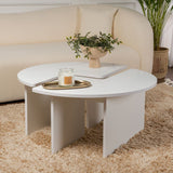 Coffee tables - Round Coffee Table Moari White Melamine 90 cm - Dimehouse