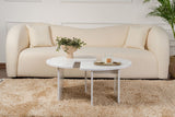 Coffee tables - Round Coffee Table Moari White Melamine 90 cm - Dimehouse