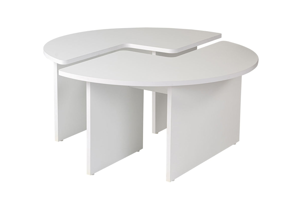 Coffee tables - Round Coffee Table Moari White Melamine 90 cm - Dimehouse
