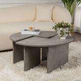 Coffee tables - Round Coffee Table Moari Concrete Look Gray Melamine 90 cm - Dimehouse