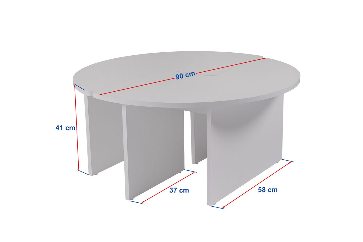 Coffee tables - Round Coffee Table Moari Concrete Look Gray Melamine 90 cm - Dimehouse