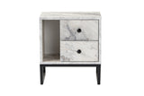 Bedside tables - Bedside table White Marble Melamine Pulsar - Black Frame - Dimehouse