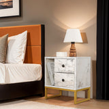 Bedside tables - Bedside table Marble Melamine Gold Frame Pulsar - Dimehouse
