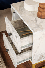 Bedside tables - Bedside table Marble Melamine Gold Frame Pulsar - Dimehouse