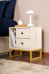 Bedside tables - Bedside table Beige Melamine Pulsar - Gold Frame - Dimehouse