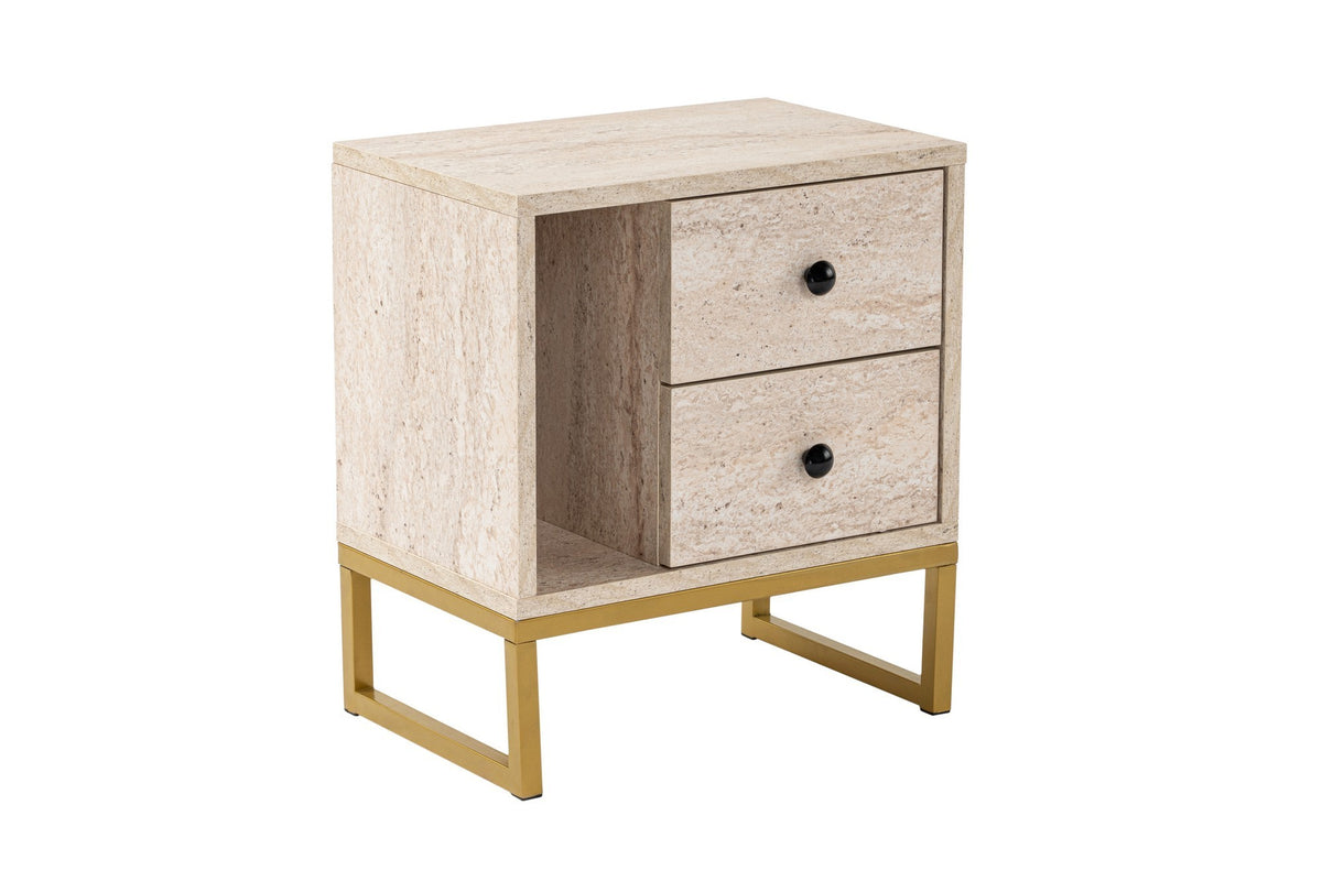 Bedside tables - Bedside table Beige Melamine Pulsar - Gold Frame - Dimehouse