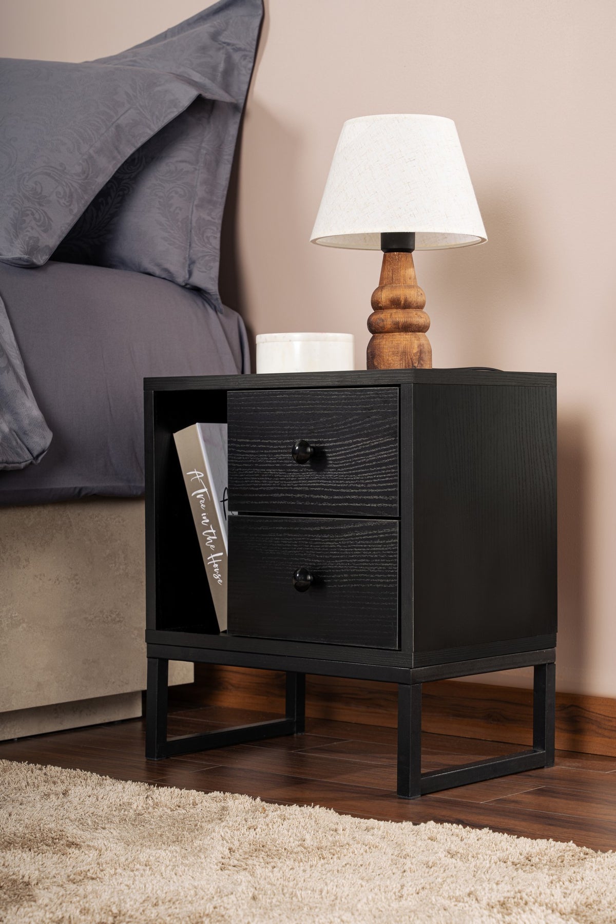 Bedside tables - Bedside table Black Melamine Pulsar - Dimehouse