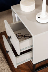 Bedside tables - Bedside table Gray Melamine Pulsar - Black Frame - Dimehouse