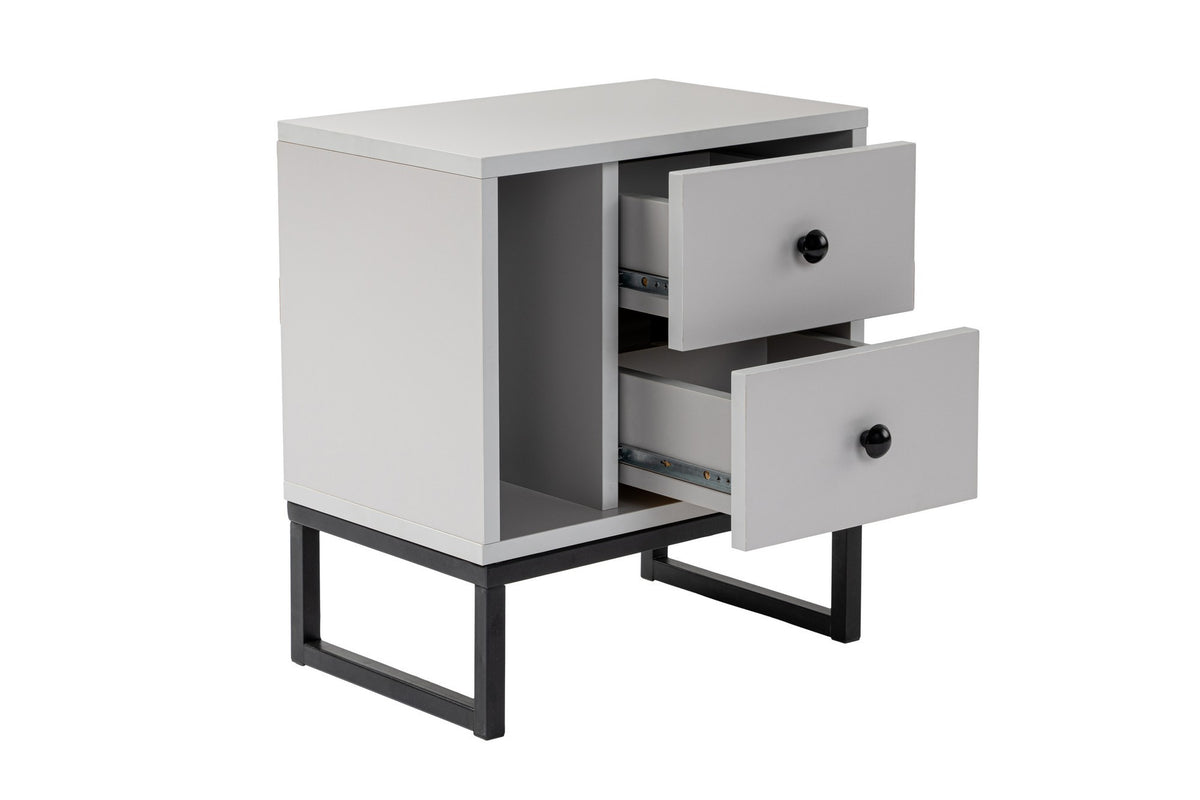Bedside tables - Bedside table Gray Melamine Pulsar - Black Frame - Dimehouse