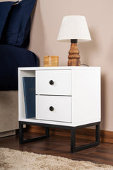 Bedside tables - Bedside table White Melamine Pulsar - Black Frame - Dimehouse