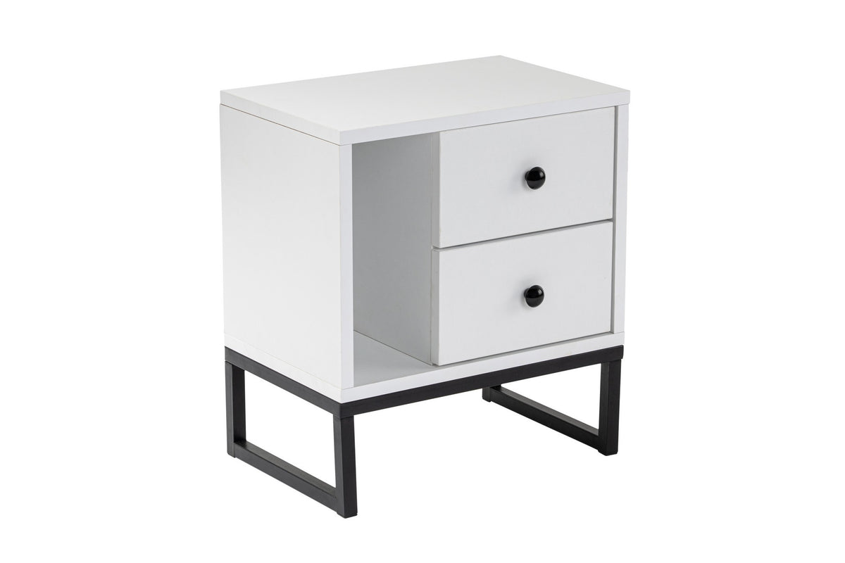 Bedside tables - Bedside table White Melamine Pulsar - Black Frame - Dimehouse