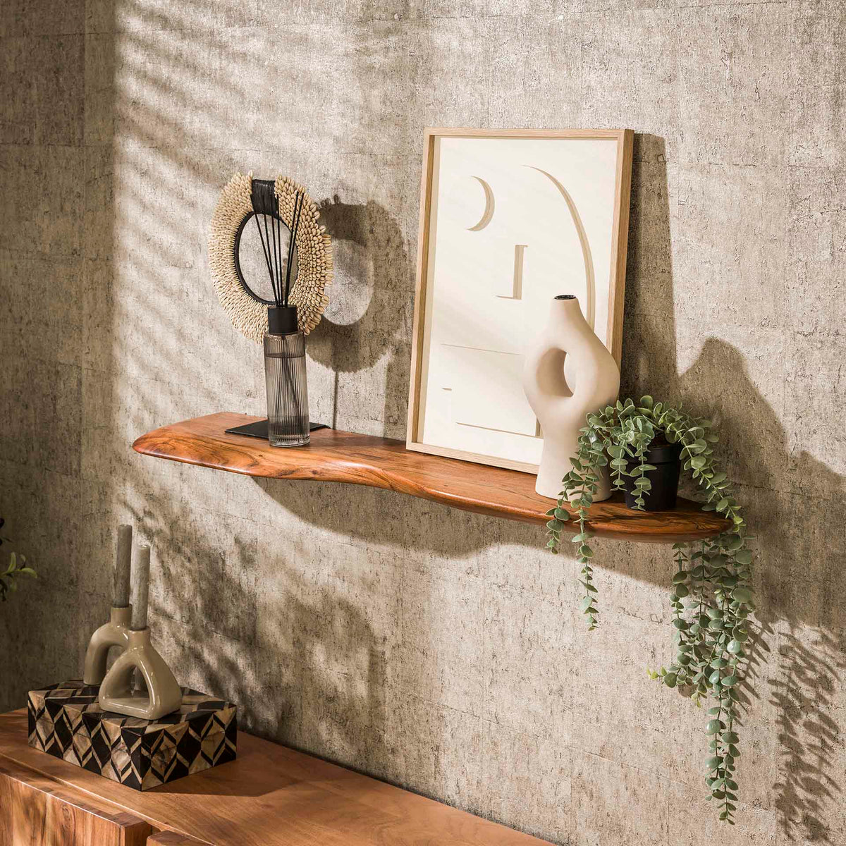 Wall shelves - Nordic Wall shelf 120 Acacia wood Solid - Dimehouse