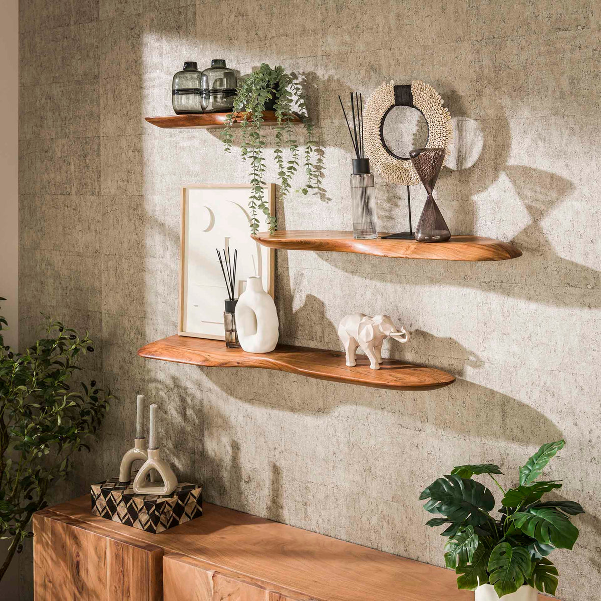 Wall shelves - Nordic Wall shelf 120 Acacia wood Solid - Dimehouse