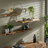 Wall shelf Durris DH Interior Acacia LxWxH 93x22x7 Acacia wood Atmospheric photo diagonal front view