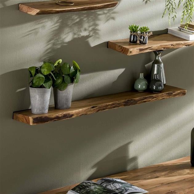 Wall shelf Durris DH Interior Acacia LxWxH 128x28x8 Acacia wood Atmospheric photo in situation