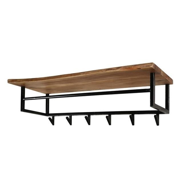 Coat rack Niels DH Interior Acacia LxWxH 102x37x30 Acacia wood White photo diagonal front view