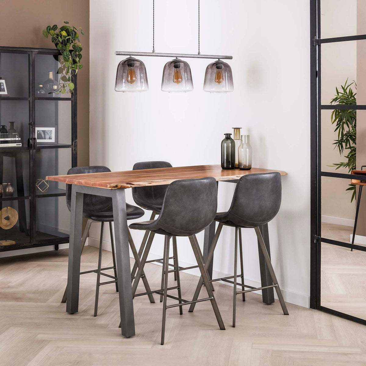 Bar tables - Industrial Bar Table Aberdeen Acacia Wood Tree Trunk Shape 147x80 - Dimehouse