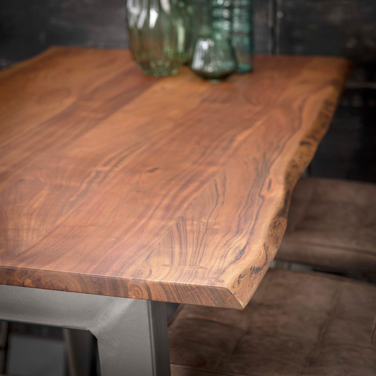 Bar tables - Industrial Bar Table Aberdeen Acacia Wood Tree Trunk Shape 147x80 - Dimehouse
