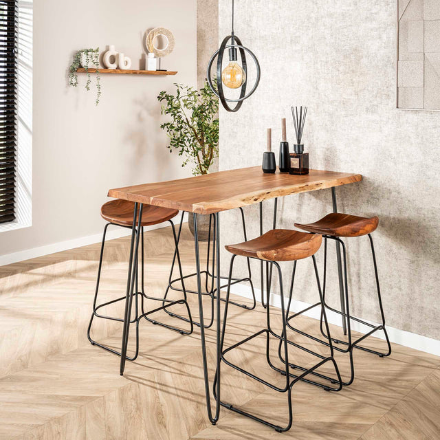 Bar tables - Industrial Bar table Acacia wood Elin 130 cm - Dimehouse