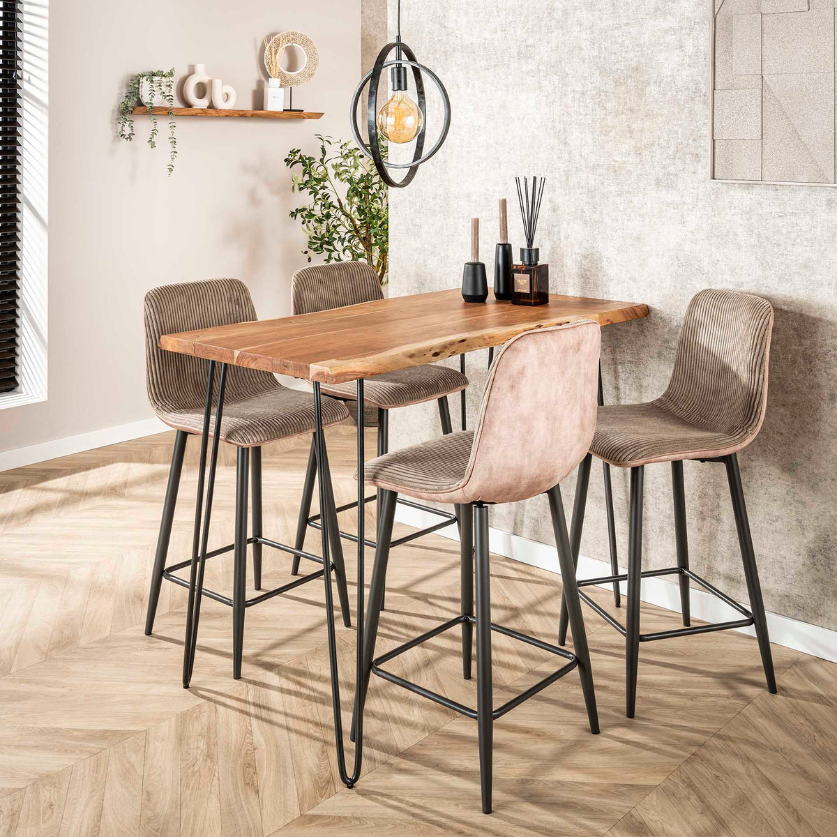 Bar tables - Industrial Bar table Acacia wood Elin 130 cm - Dimehouse