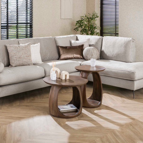 Side tables - Side table Nore Solid Acacia Brown 60x60x46 cm - Dimehouse