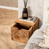 Bedside Tables - Floating Bedside Table Acacia Wood Nova with 1 Drawer - 30x25x29 cm - Dimehouse