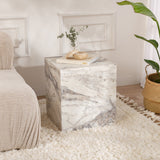 Side tables - Modern Side Table Kuub Square Marble Look - 45x45x50 cm - Dimehouse