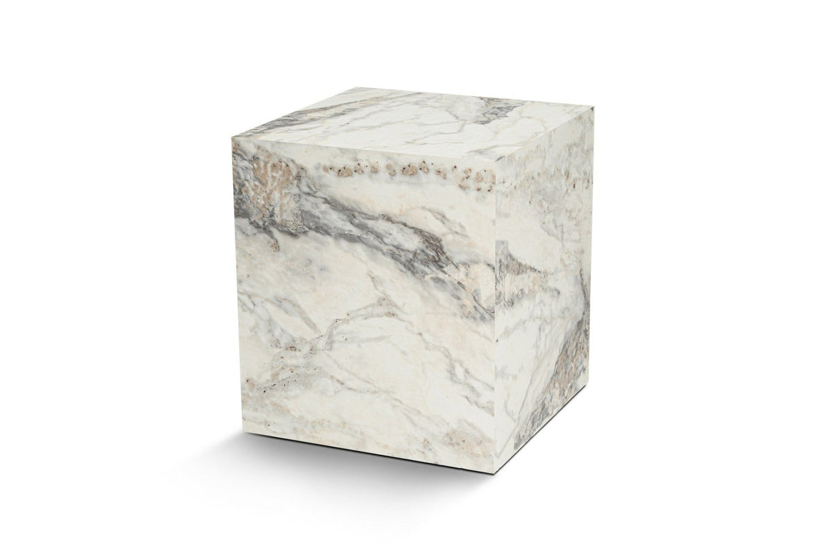 Side tables - Modern Side Table Kuub Square Marble Look - 45x45x50 cm - Dimehouse