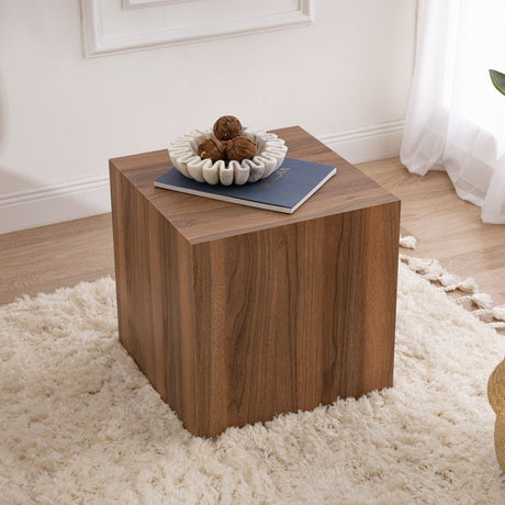 Side tables - Modern Side Table Cubic Square Walnut look - 45x45x50 cm - Dimehouse