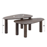 Coffee tables - Coffee table set of 2 Myla Organic Teak Wood Brown - Japandi - Dimehouse