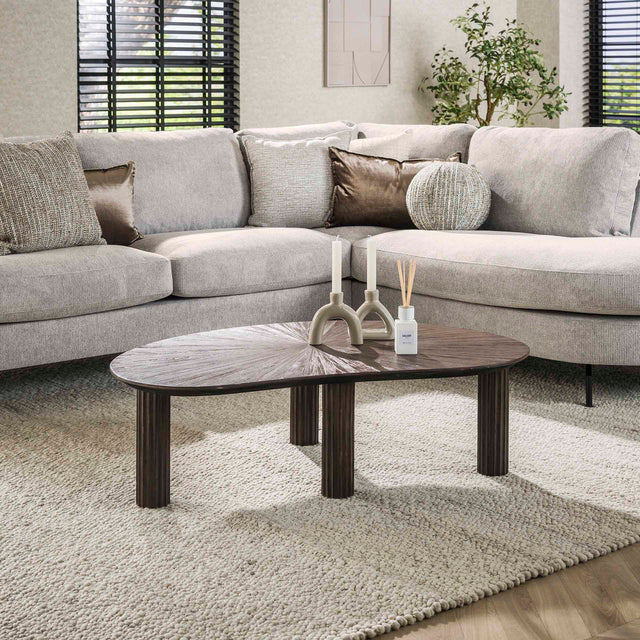 Coffee tables - Coffee table Myla Organic Teak Wood Brown 110 cm - Japandi - Dimehouse