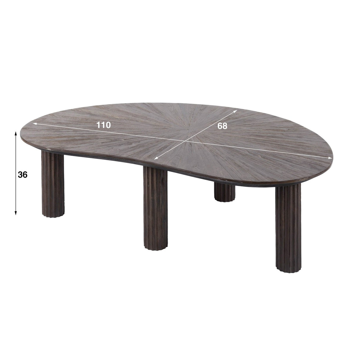 Coffee tables - Coffee table Myla Organic Teak Wood Brown 110 cm - Japandi - Dimehouse