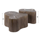 Coffee tables - Coffee table set of 2 Myla Organic shape Teak Wood Brown - Japandi - Dimehouse