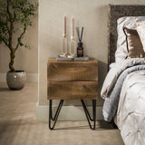 Bedside table - Bedside table 2 drawers sand color Mango wood Oona - Dimehouse