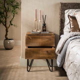 Bedside table - Bedside table 2 drawers sand color Mango wood Oona - Dimehouse