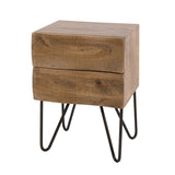 Bedside table - Bedside table 2 drawers sand color Mango wood Oona - Dimehouse
