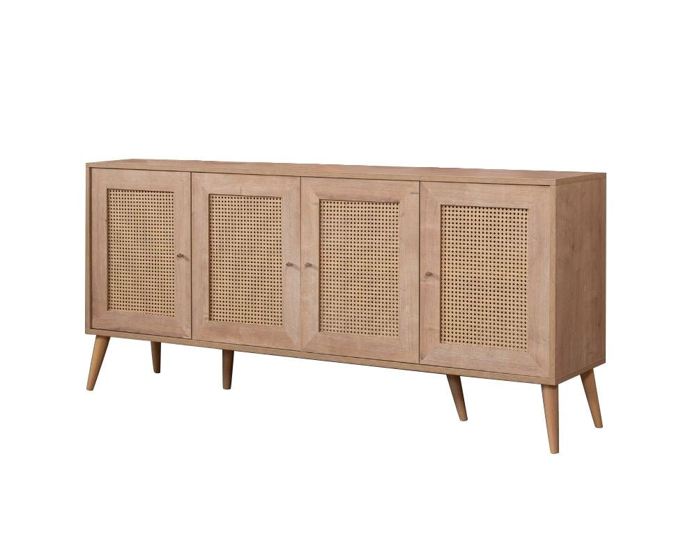 Calvin storage cabinet with soft-close 180 cm Oak look Melamine coated wood composite, MDF