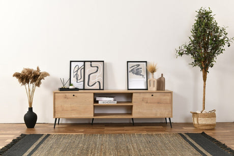 Calvin storage cabinet oak look 180 cm Melamine coated wood fiber board