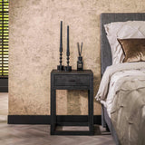 Bedside tables - Bedside table Black Acacia Wood Davey 1 Drawer - Dimehouse