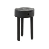 Bedside tables - Round Davey Bedside Table Black Acacia Wood 1 drawer - Dimehouse