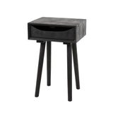 Bedside tables - Davey Bedside Table Black Acacia Wood with Drawer and Notch - Dimehouse