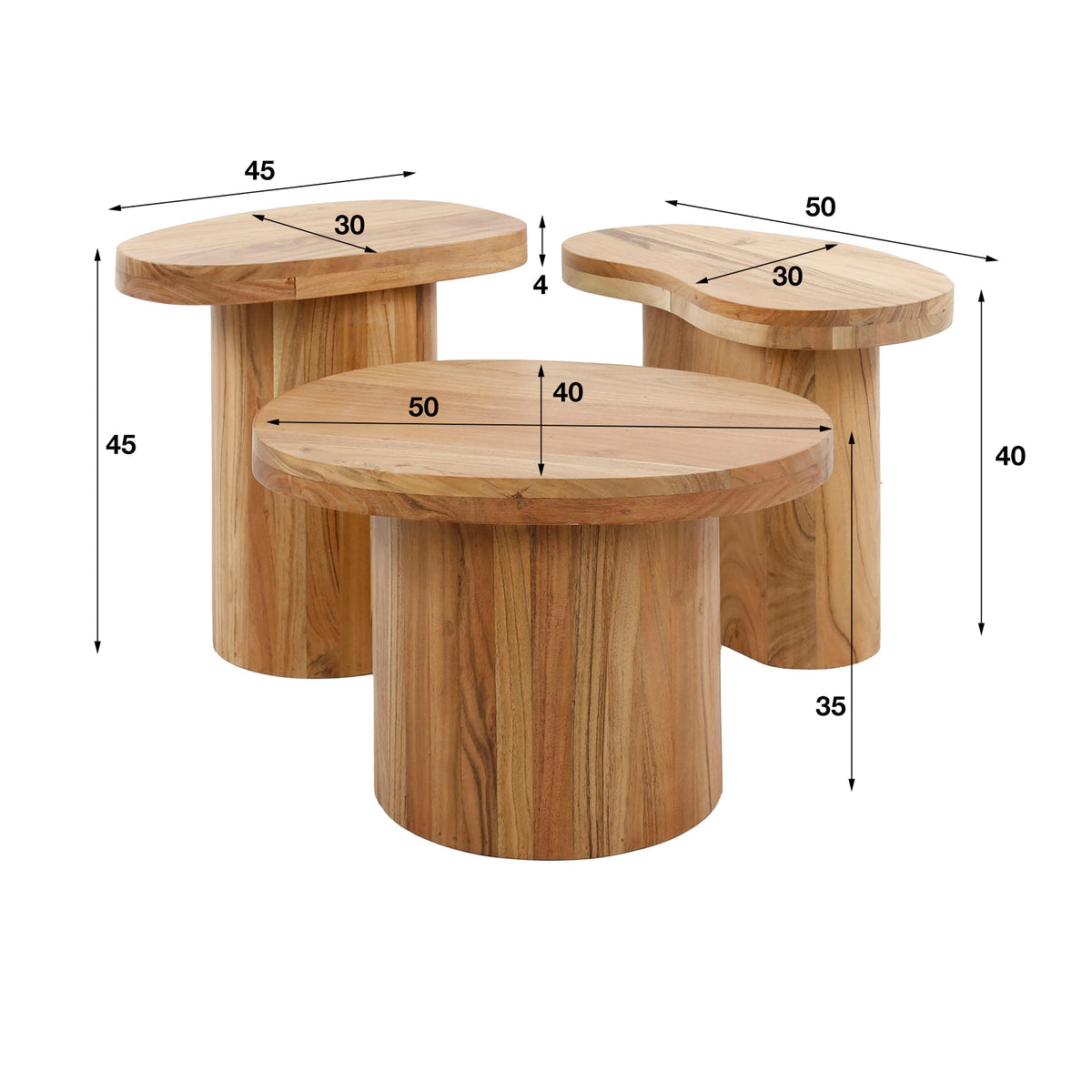 Coffee tables - Round coffee table set of 3 Adam robust acacia wood - Dimehouse