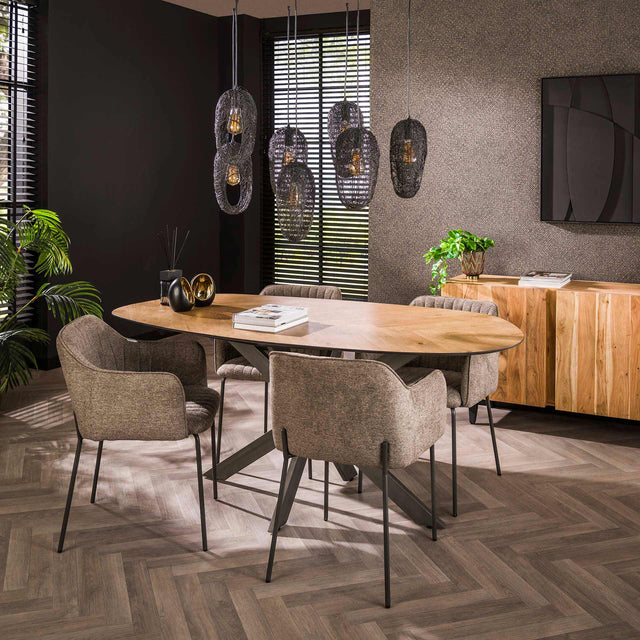 Dining tables - Organic Dining Table Annemé Herringbone 180 x 95 cm - Dimehouse