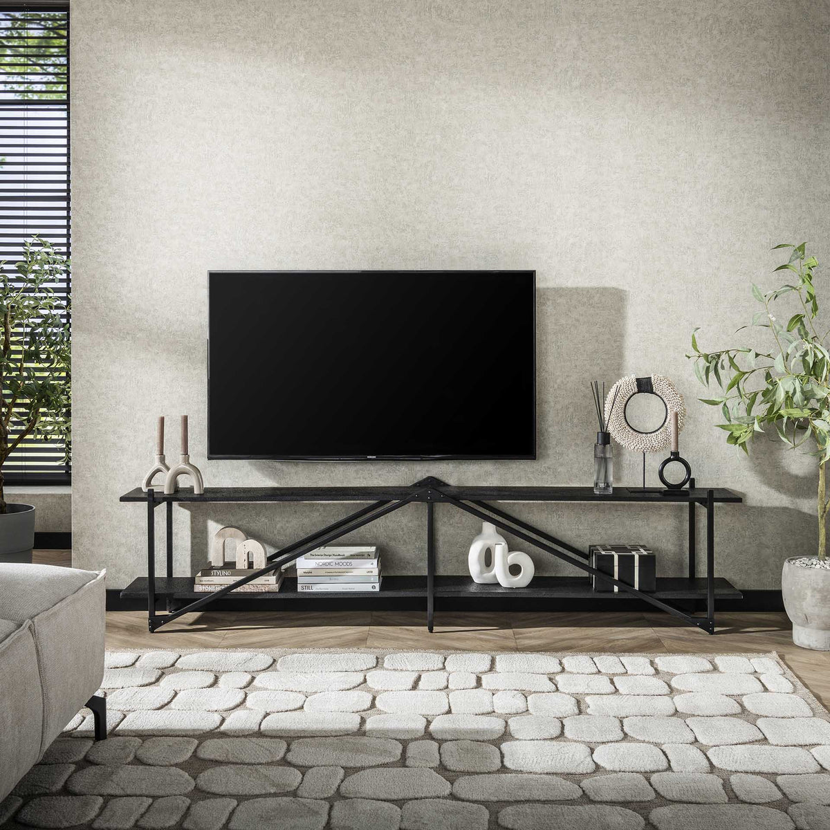 TV Furniture - TV Furniture Loek Gray Metal 220 cm - Dimehouse