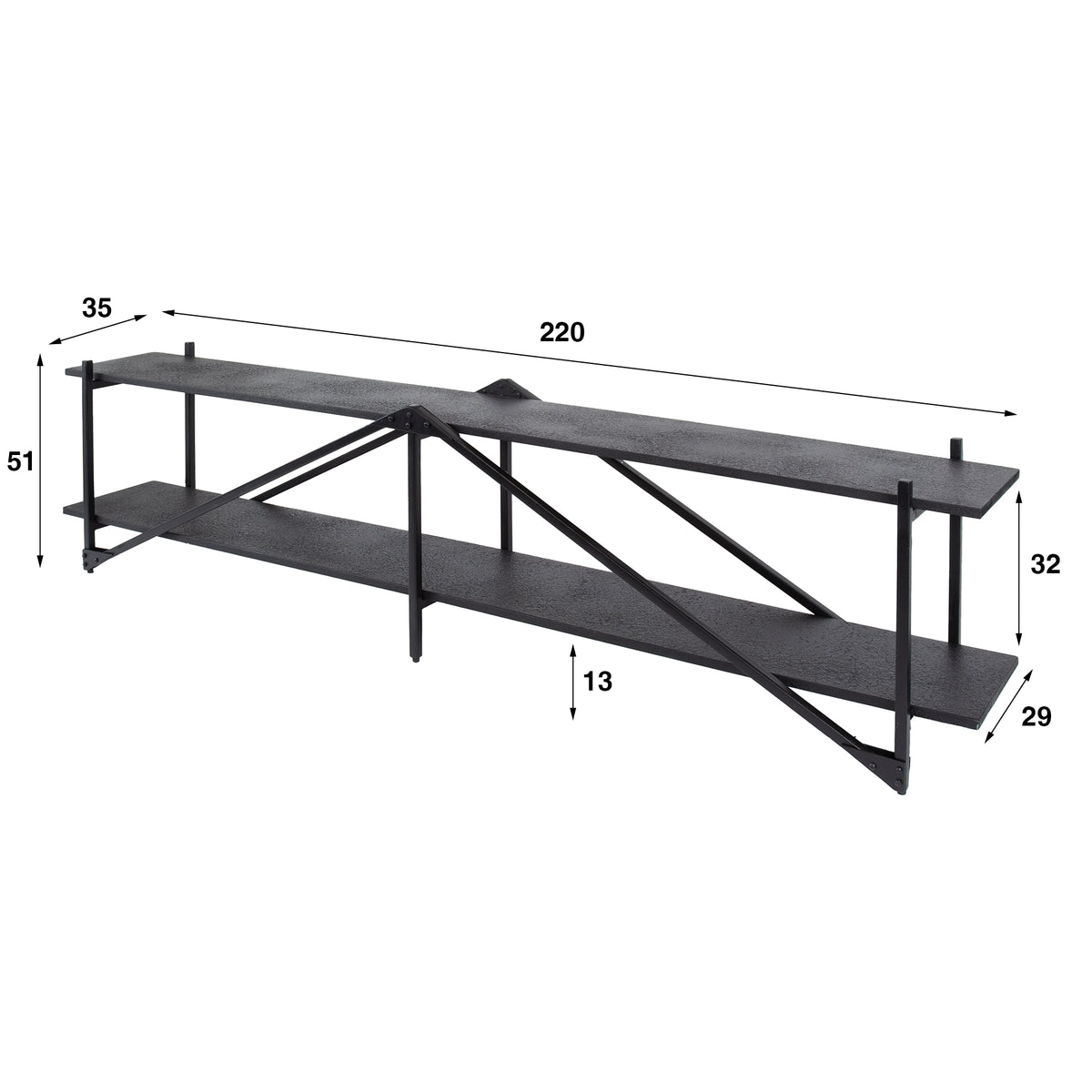 TV Furniture - TV Furniture Loek Gray Metal 220 cm - Dimehouse