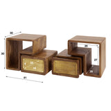 Bedside Tables - Solano Set of 2 Bedside Tables Solid Mango Sand Brass - Dimehouse